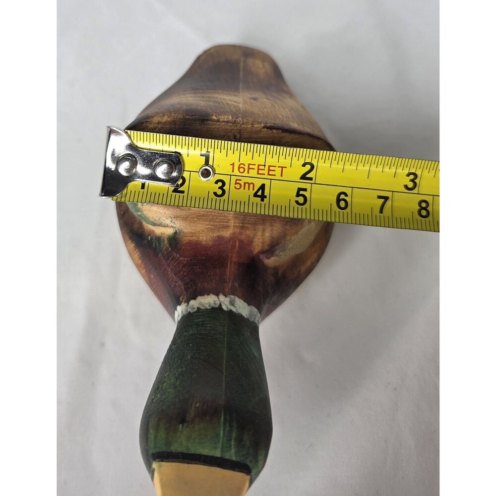 Vtg Wooden Duck Overhang Shelf Sitter Decoy Wood Hand Carved Painted Cottagecore - Picture 9 of 9